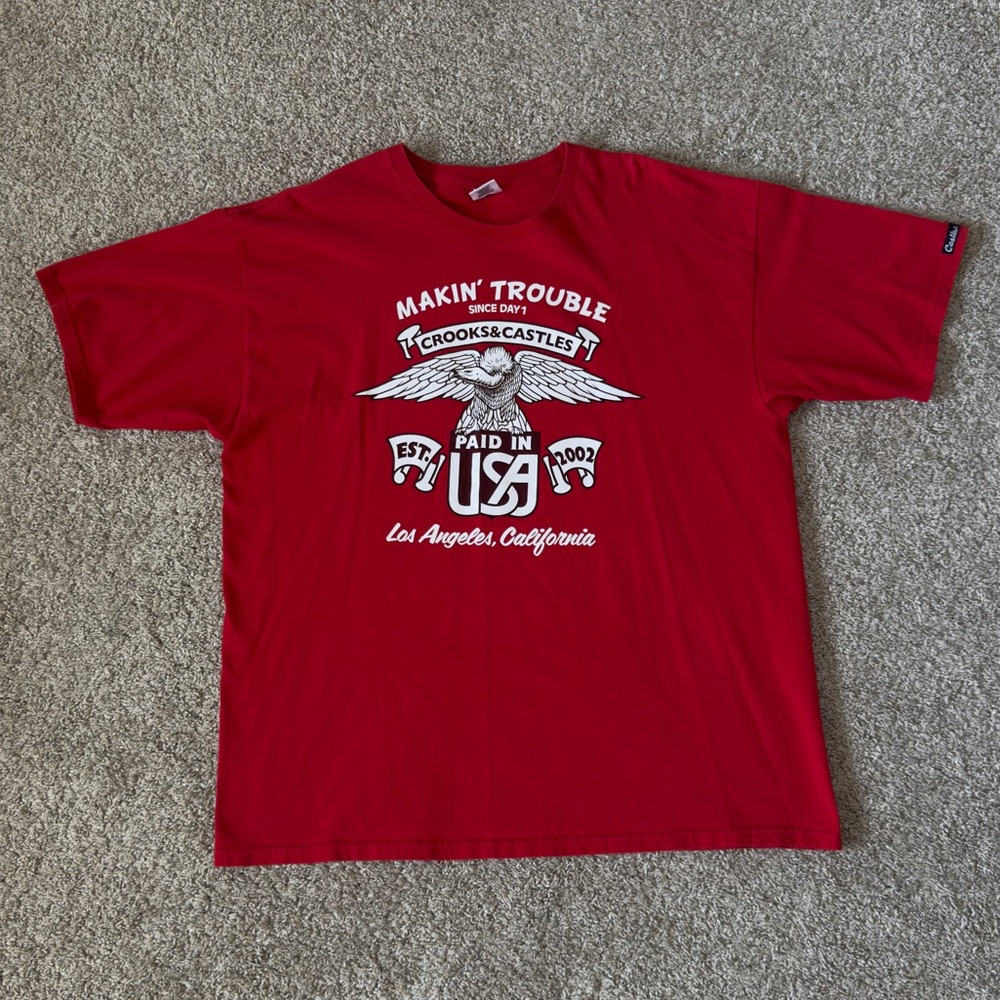 Crooks and Castles mens red short sleeve t-shirt tee size 
size XL